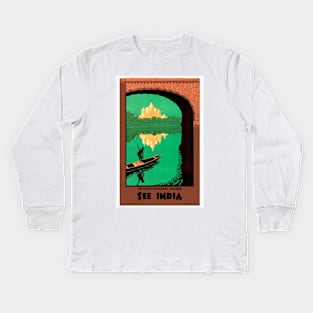 See India The Chhattar Manzil Lucknow Vintage Poster Kids Long Sleeve T-Shirt